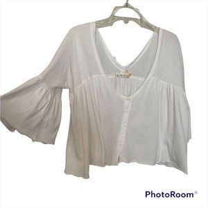 We the Free People peasant blouse tee button down top